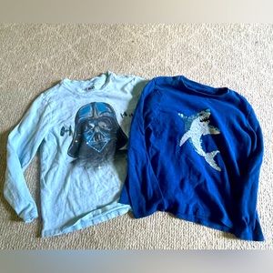 Boys GAP kids long sleeve graphic t shirt tops Small Star Wars & Shark Design
